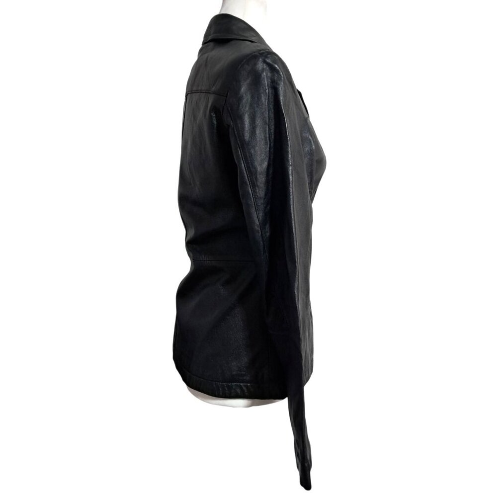 Vintage 1990s Wilsons Leather Maxima Womens XS Black Fitted Blazer Jacket - Picture 12 of 12